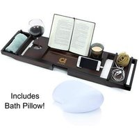 Bamboo Bathtub Caddy Tray Waterproof Bath Pillow