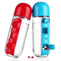 HT100073 Water Bottle Sports Combine Daily Pill Box Organizer Drinking Bottles For Water Plastic Leak-Proof Tumbler Brand