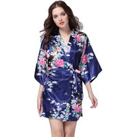 Bridesmaid Peacock Kimono Robe Wedding Women Satin Silk Robes