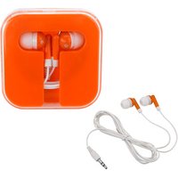 Free sample Hot sell Gift Customized Pocket 3.5 mm plug in-ear cellphone ear piece built-in clear plastic quadrate case
