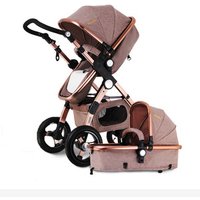 3 In 1 High View Luxury Infant Baby Stroller Four Wheel Folding Travel System with Car Seat Cradle Sleeping Basket Stroller Pram