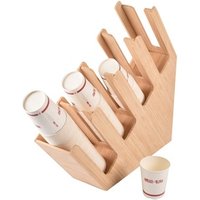 Custom pine refined coffee paper cup organizer tea cup rack 4 row wood paper cup holder