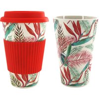 Eco Friendly Bamboo Fibre Travel Mug Silicone Lid Sleeve