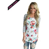 Autumn Floral Top Striped Sleeves