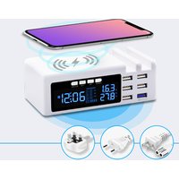 Multifunction 6 USB Port Home Travel Wall Power Adapter QC3.0 Quick Charge Wireless Charger Phone Holder