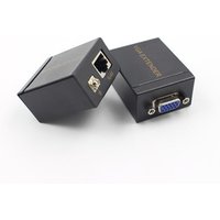One Pair 60M VGA Extender Female To Lan Cat5 Cat5e RJ45 Ethernet Female Adapter Amplifier VGA Extender