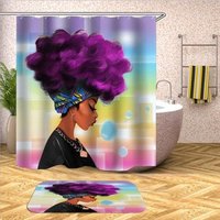 Sexy Skirt Girl Bathroom Curtain Waterproof Fabric African Woman Shower Curtain And Bath Rug Set for Bathroom Decoration