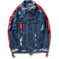 Distressed Denim Jacket Fabric Chains