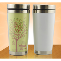 Custom logo promotional 450ml double wall vacuum thermos stainless steel coffee tumbler with paper insert