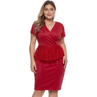 Arrival V Neck Plus Lace Peplum Dress