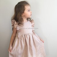 Handmade Organic Linen Dress Frilly Sleeves