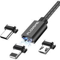 FLOVEME Free Shipping Type-C Micro 3A USB Fast Charging Cable for iphone LED Light Magnetic Phone Charge Data Cord