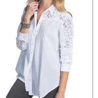 Fashion Women New Long Sleeve Lace Office Blouse Designs