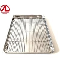 1Tray +1 Rack Amazon Hot Sale40*30*2.5cm Dinner Tableware stainless steel Tray Backing Rectangle cookie Roasting Trays with rack
