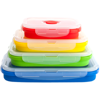 Collapsible Silicone Food Storage Containers 4 Pack Lunch Bento Box BPA Free for Camping, Hiking