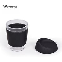 Wingenes 2019 Reusable Glass Coffee Cup with Silicone Sleeve and Lid