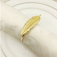 Wholesale gold feather leaf napkin rings for Wedding Thanksgiving Holiday