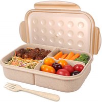 Bento Box for Adults Lunch Containers for Kids 3 Compartment Lunch Box Food Containers Leak Proof Microwave Safe flatware inside