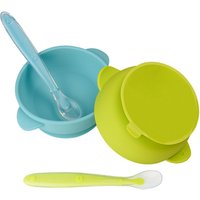 Kids Baby Toddlers Tableware Non-Stick Flexible Feeding Pinch Soft Silicone Sucker Suction Cup Bowl With Handle