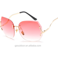 2017usa women rimless scrap edge sunglasses,new design FDA Oculos de sol summer goggles,manufacturer ocean clear sun shades