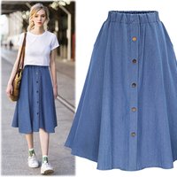 Korean Style Denim Maxi Skirt