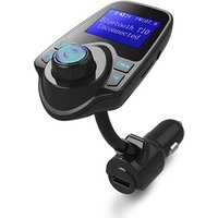 AGETUNR T10 Bluetooth V4.2 mp3 player screen fm transmitter display car voltage, AUX, microSD card, DC 5V 2.1A charging-Black