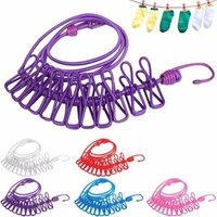Elastic 4mm bungee cord portable travel clothesline with metal clips