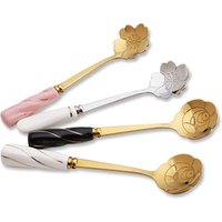 Coffee spoon Stainless steel Flower Shape Dessert ceramic spoon Ice Cream Candy Spoon