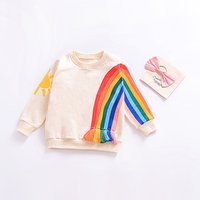 2019 spring baby sweatshirts kids clothes rainbow print baby girls hoodies sweatshirt and tops child clothing