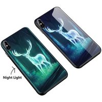 Fashion Mirror Night Light Tempered Glass TPU PC Mobile Phone Case for iPhone XS Max for Huawei P30 Pro for OPPO Realme X