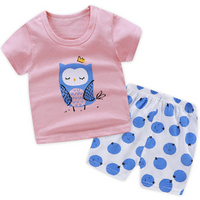 Wholesale Summer 100% cotton baby clothes set short sleeve 2pcs children clothes set Post-holiday promotion