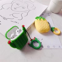 3D Kawaii Cactus Pineapple Case For Airpods 2 Case Silicone Cover Keychain Key Ring Earphone
