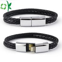 Wholesale Leather Phone Charging Type C Bracelet USB Cable with Double Lines