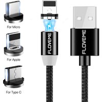 Free Shipping 3 in 1 USB Cable Magnet Design for iPhone/Micro USB/Type C FLOVEME 1m Magnet Phone Cable