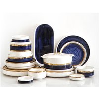 Italian Hand-Painted Navy Blue Ceramic Dinnerware Set