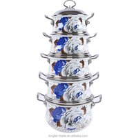 812GZ 5 Double Handle Ceramic Cooking Pot Flower Print