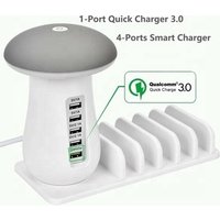 QC3.0 Charger Dock Stand Mushroom LED desk lamp 6 Port Quick Charger 3.0 USB Charging Station Multi 2019 mobile phone charger