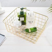 Modern Laundry Decorative Gold Storage Metal Wire Mesh Baskets