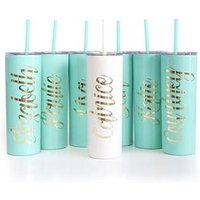 Personalised Bridesmaid Stainless Steel Skinny Tumbler Straw