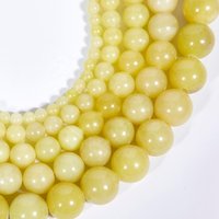 Wholesale Natural Lemon Jade Gemstone Smooth Stone Beads for Jewelry Making & DIY Handmade Crafts Loose Beads