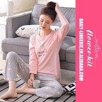 Long-Sleeved Cotton Pyjama Set for Autumn and Spring