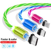 30 Pecent Off Fast Charging EL Glowing Magnetic Micro USB Type C USB C Charging Cable 3 in 1 Cable