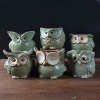 Medium size indoor ceramic succulent pots Cute Owl Shape Flower Planters Set