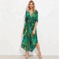 Bohemian Banana Leaf Print Ankle Length Summer Dress