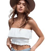 Spaghetti Strap Bodycon Crop Tank Top Falbala & Bowknot