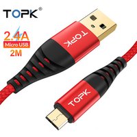 TOPK AN42 (2M/6.6ft) 2.4A Gold plating Nylon Braided Micro USB Charging Cable