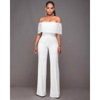 Women's Floral Print Deep V-Neck Peplum Jumpsuit