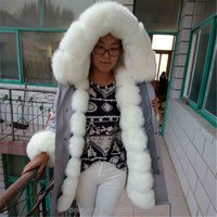& Faux Fox Fur Parka Rabbit Style Lining
