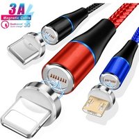 Eminence-top Round Rotatable Nylon Braided LED Magnetic attraction USB Charging Cable