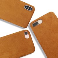 for iPhone x xs cute phone case and accessories for girls, alcantara fluffy phone covers furry fabric phone case for iPhone 7 8
